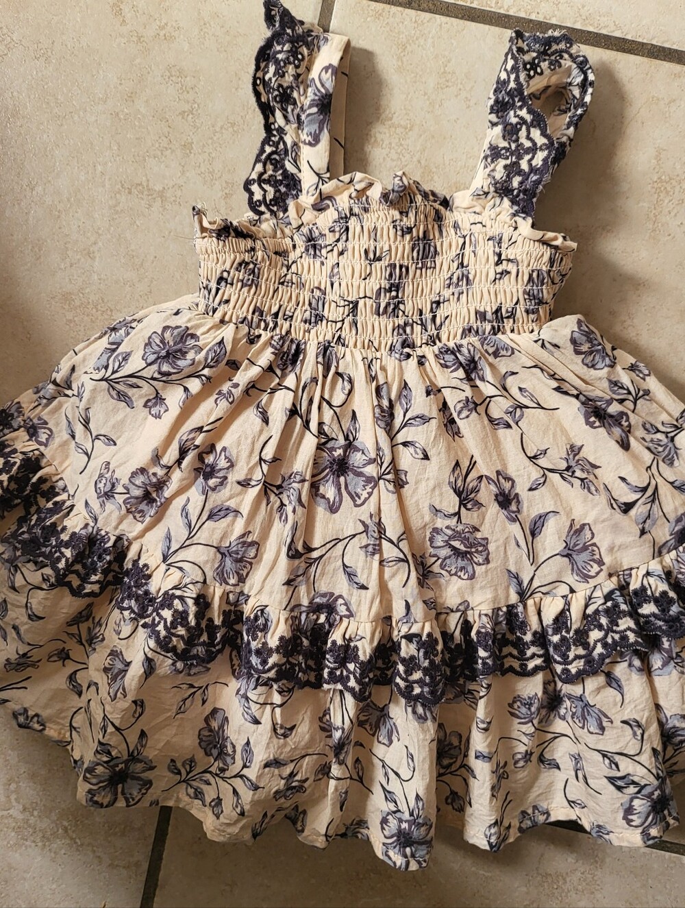 Haute Hippie 0-3month Beige Navy Blue Dress